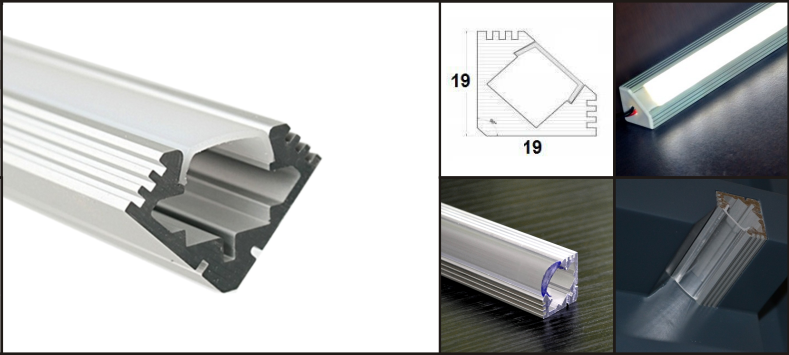 Aluminum profile 19x19 45° 2m set