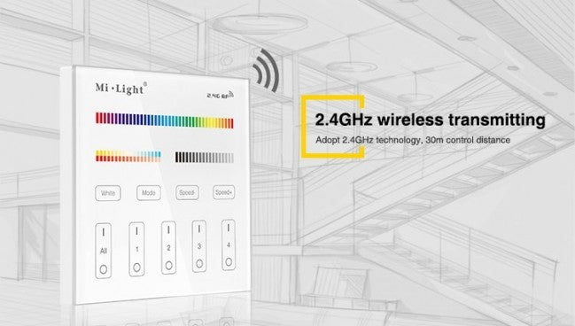 2,4 GHz wandschakelaar voor RGB CCT-verlichting, 4 kanalen