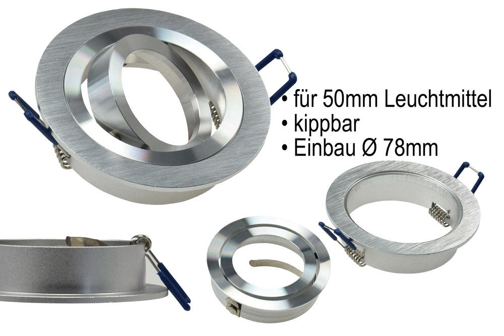 Einbaurahmen RC92 Alu matt Ø92mm schwenkbar