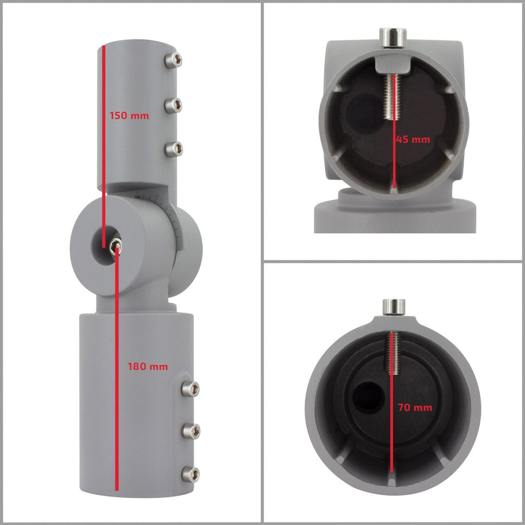 Mast arm for 70mm pipe, rotatable by 90°
